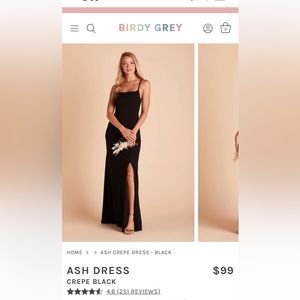 Black Crepe Birdy Grey Bridesmaid Dress